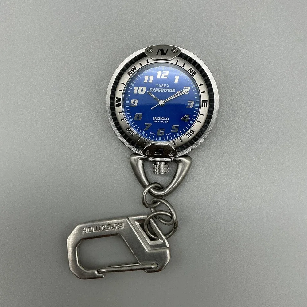 Timex Expedition Indiglo Mens Watch 47mm Blue Dial Clip Carabiner New Battery